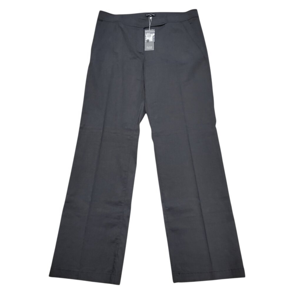 EILEEN FISHER Women Straight Trouser Stretch Linen Blend Graphite Gray SZ 12